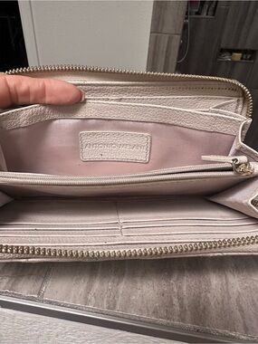 ANTONIO MELANI Pale Pink Cream Zip-Around Wallet
